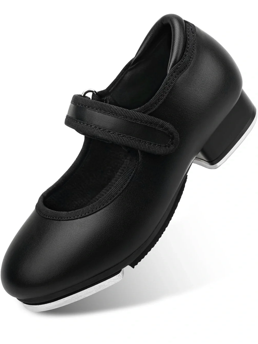 Children's Black Mary Jane Tap Shoes with Velcro Strap